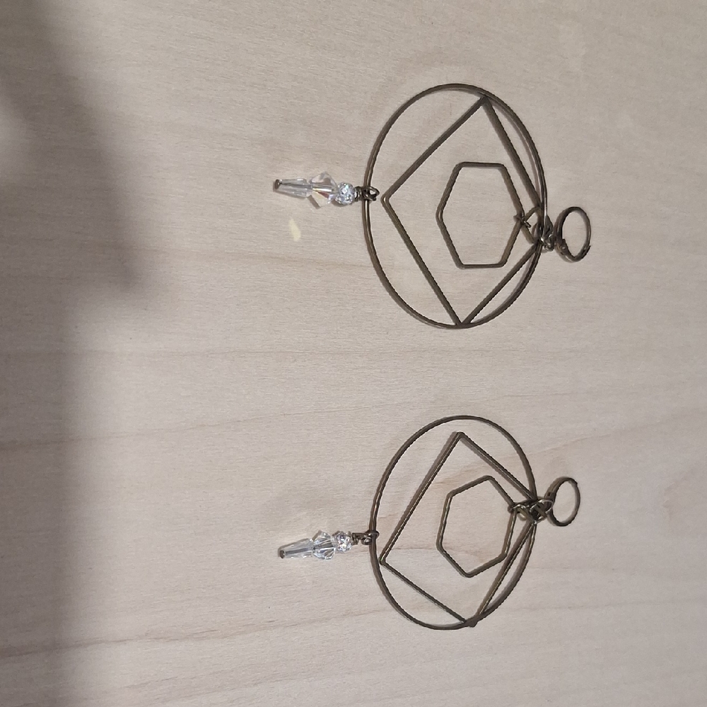 Geometric Silver Earrings with Crystal Accents